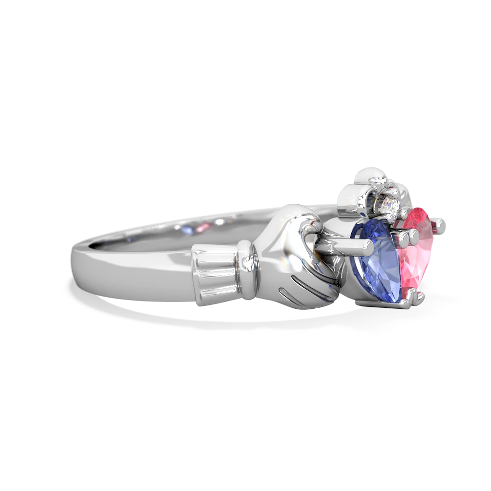 Tanzanite 'Our Heart' Claddagh 14K White Gold ring R2388