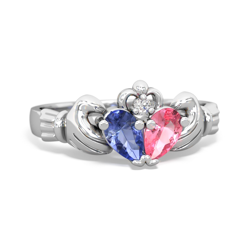 Tanzanite 'Our Heart' Claddagh 14K White Gold ring R2388