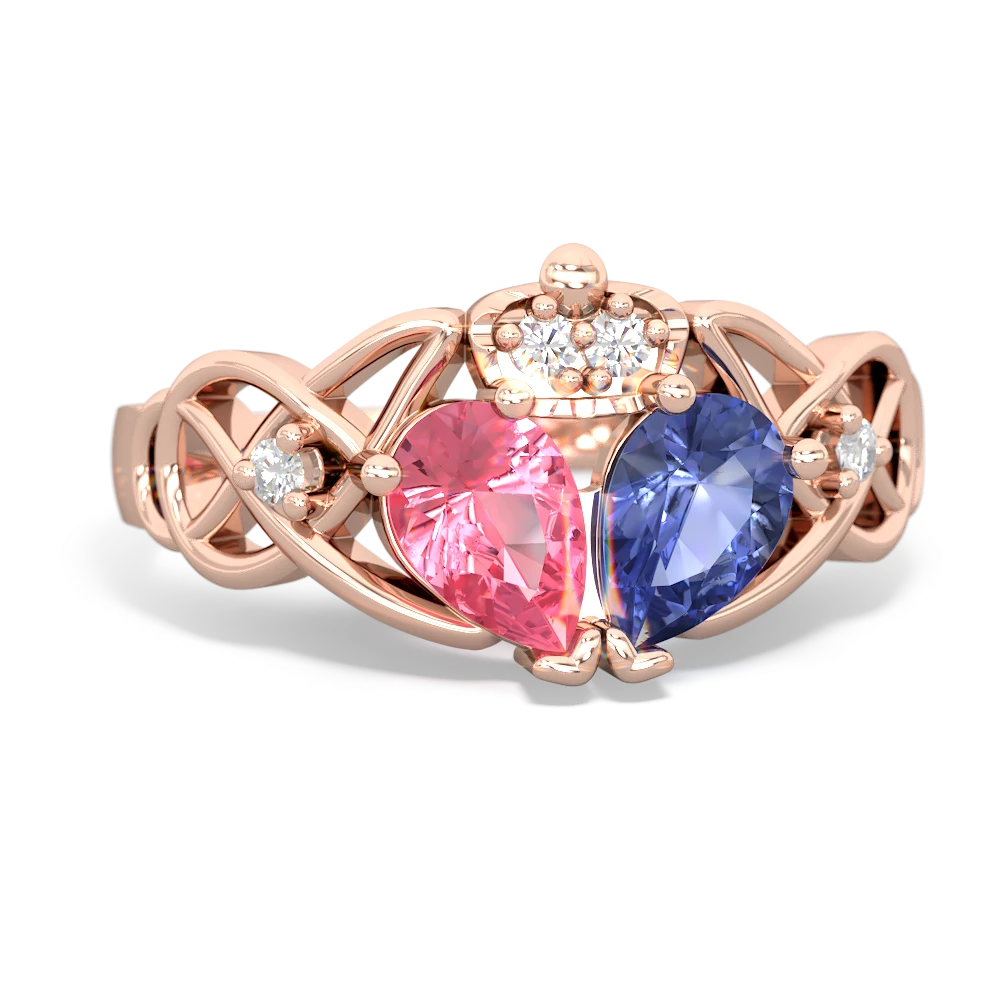 Tanzanite 'One Heart' Celtic Knot Claddagh 14K Rose Gold ring R5322