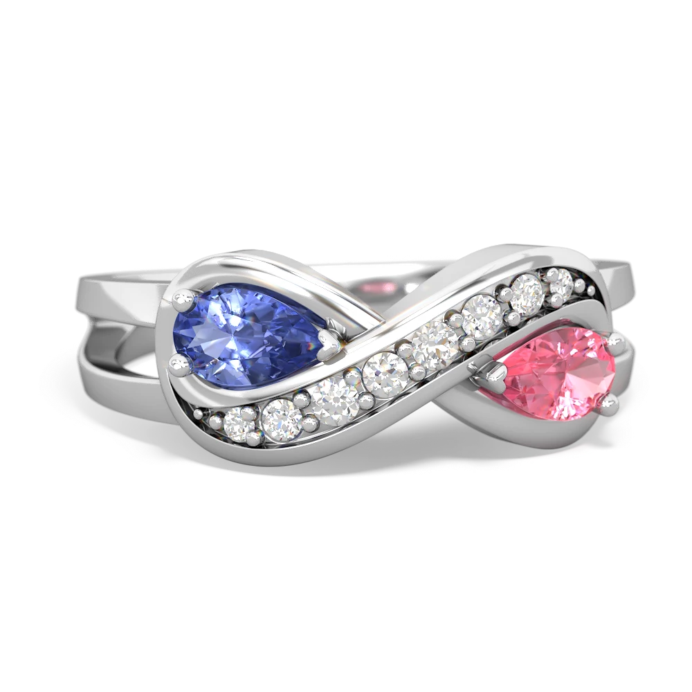 Tanzanite Diamond Infinity 14K White Gold ring R5390