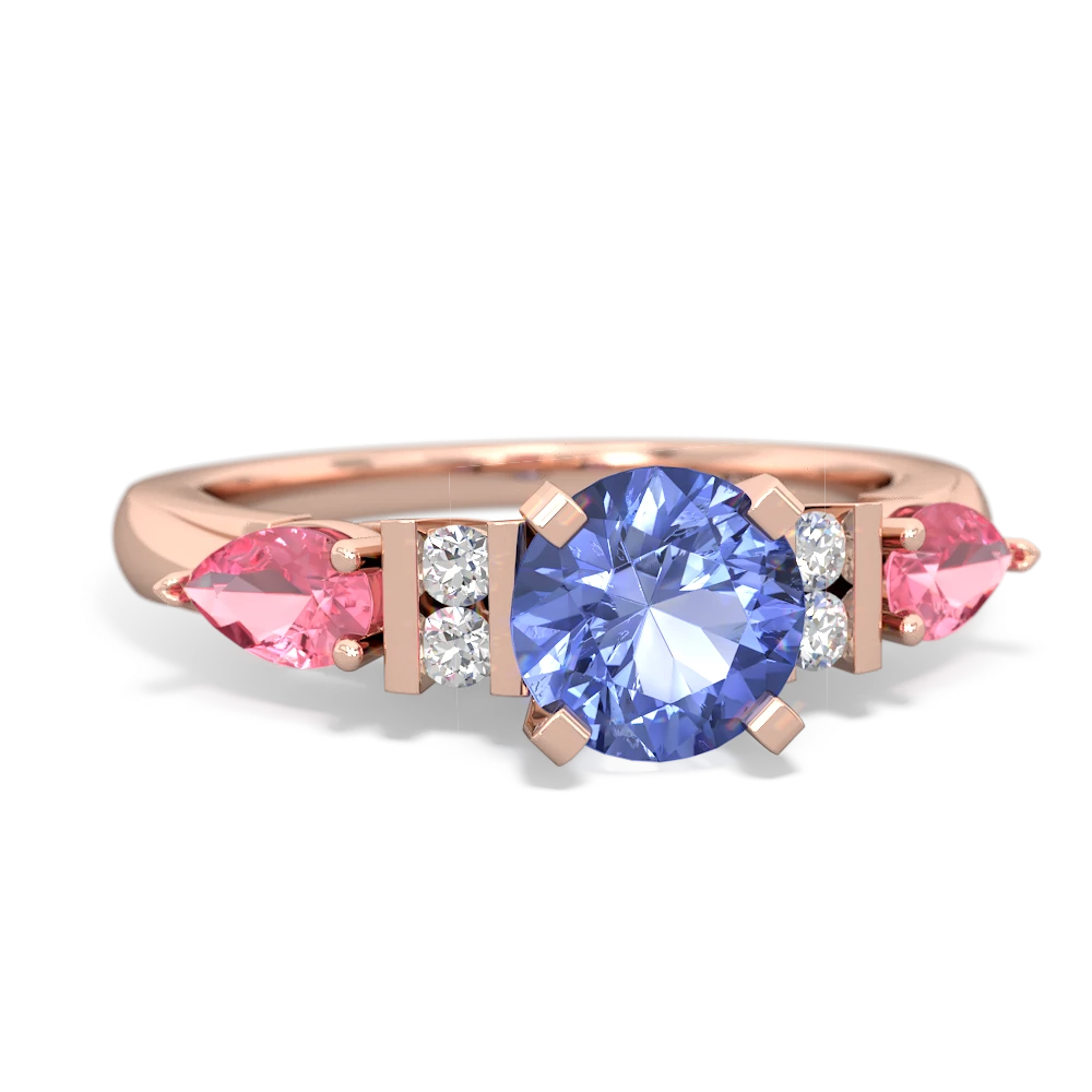 Tanzanite 6Mm Round Eternal Embrace Engagement 14K Rose Gold ring R2005