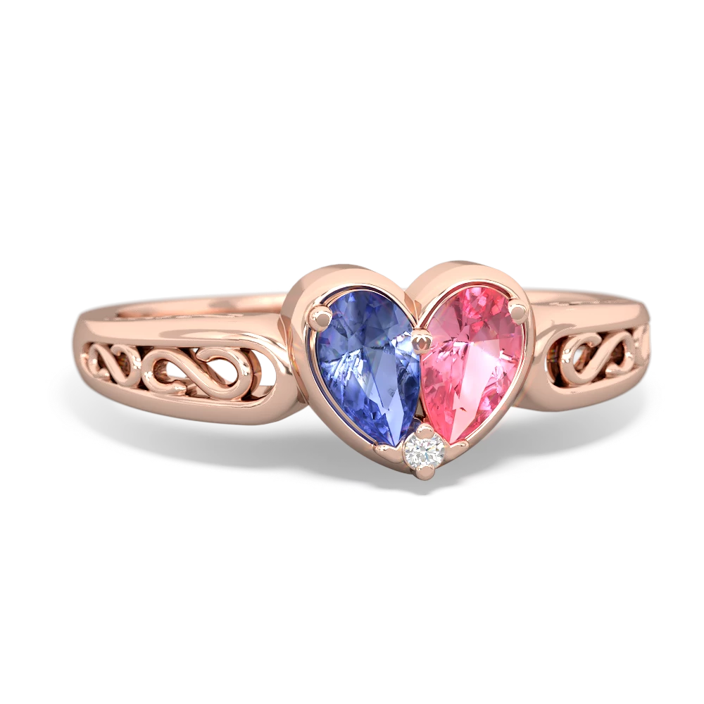 Tanzanite Filligree 'One Heart' 14K Rose Gold ring R5070