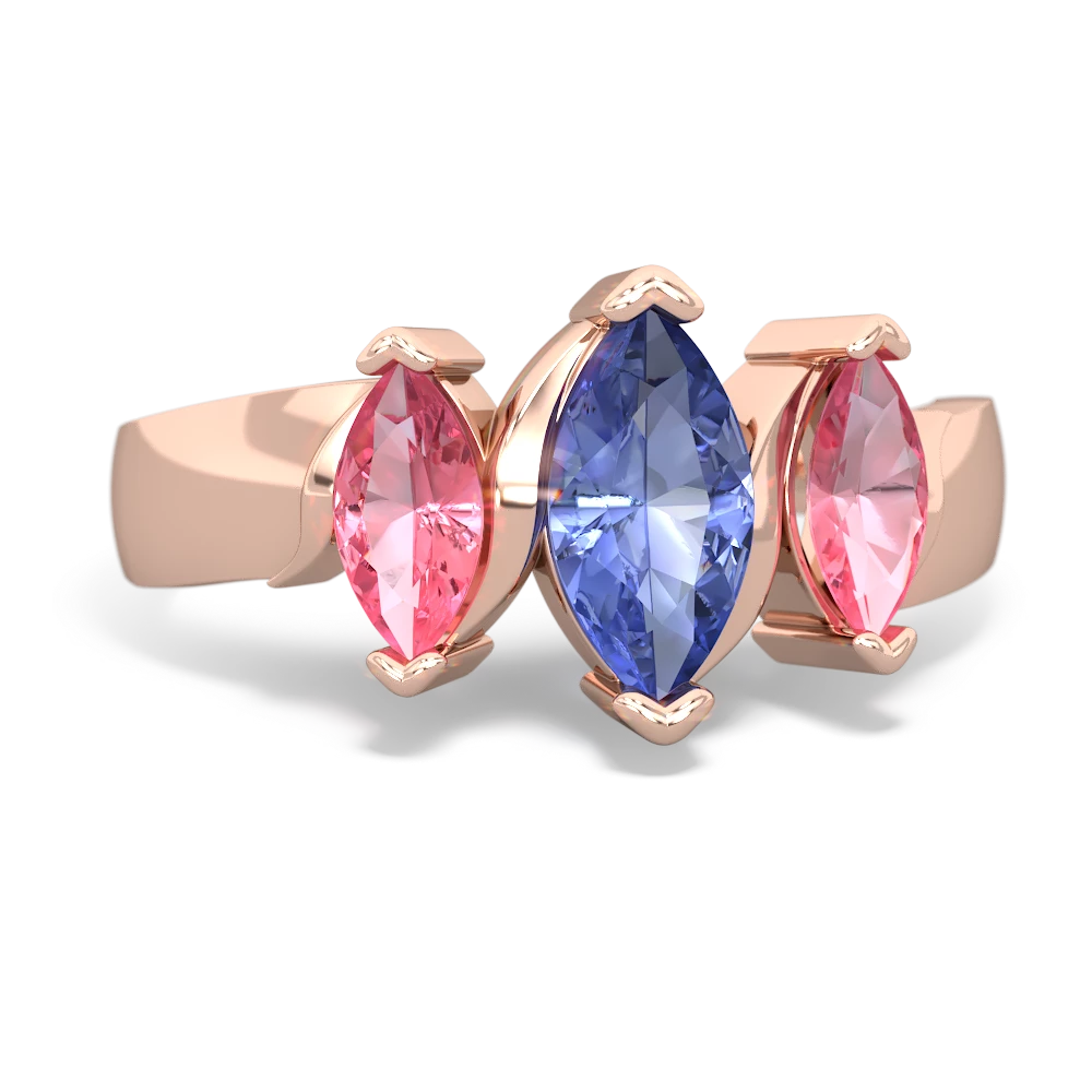 Tanzanite Three Peeks 14K Rose Gold ring R2433