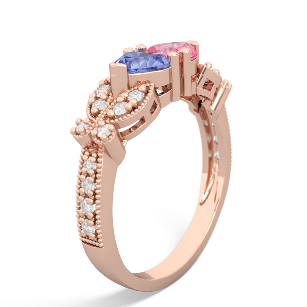 Tanzanite Diamond Butterflies 14K Rose Gold ring R5601