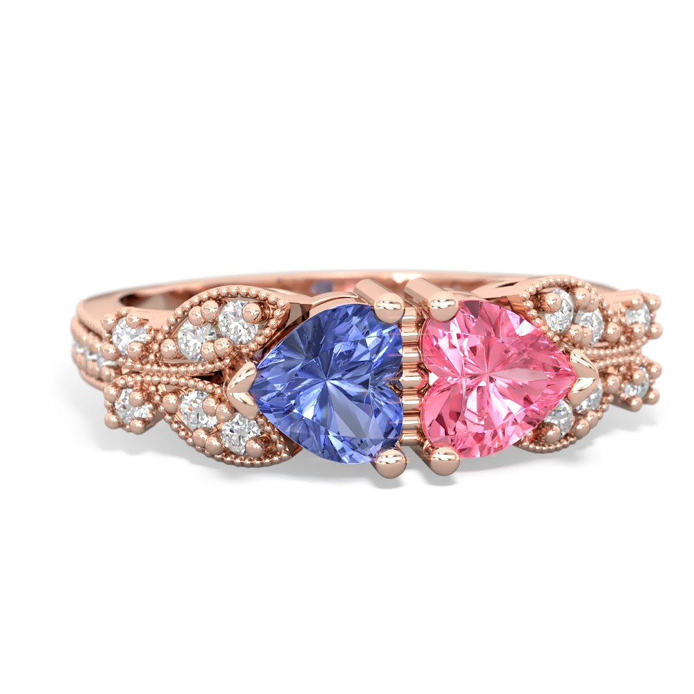 Tanzanite Diamond Butterflies 14K Rose Gold ring R5601