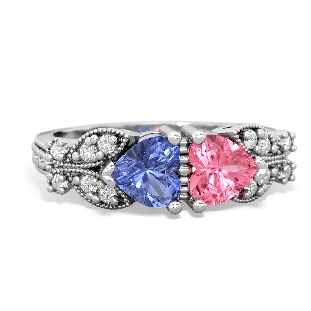 Tanzanite Diamond Butterflies 14K White Gold ring R5601