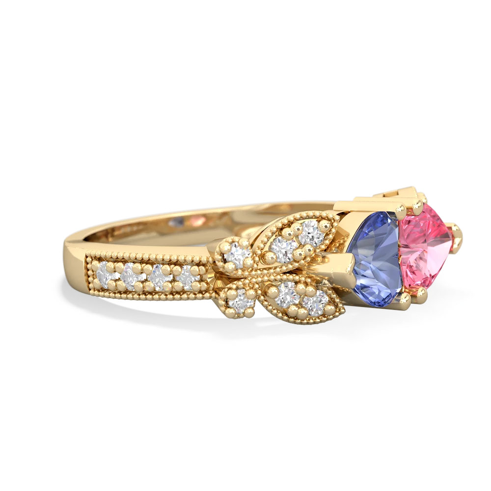 Tanzanite Diamond Butterflies 14K Yellow Gold ring R5601