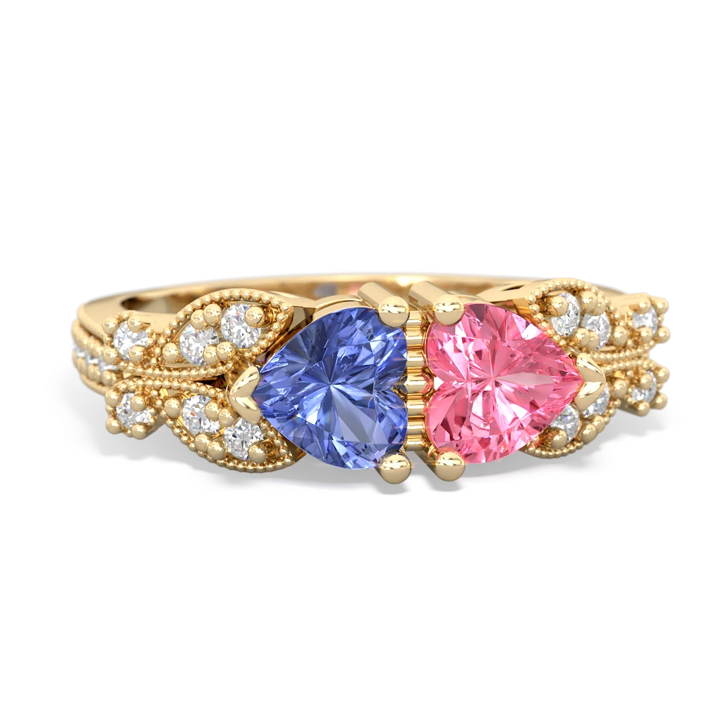 Tanzanite Diamond Butterflies 14K Yellow Gold ring R5601