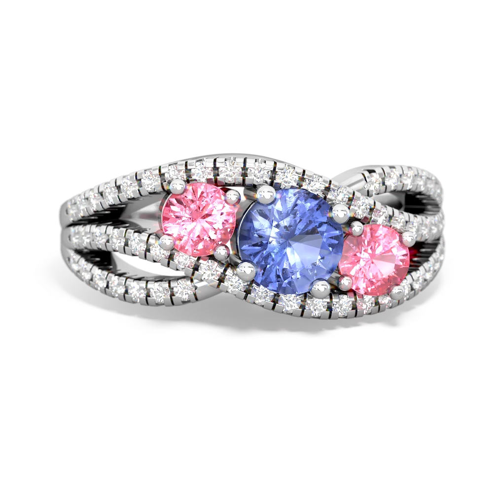 Tanzanite Three Stone Aurora 14K White Gold ring R3080