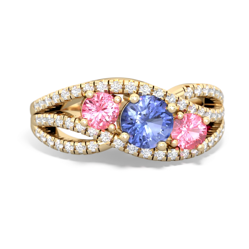 Tanzanite Three Stone Aurora 14K Yellow Gold ring R3080