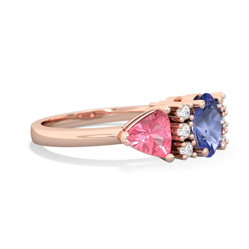 Tanzanite Antique Style Three Stone 14K Rose Gold ring R2186