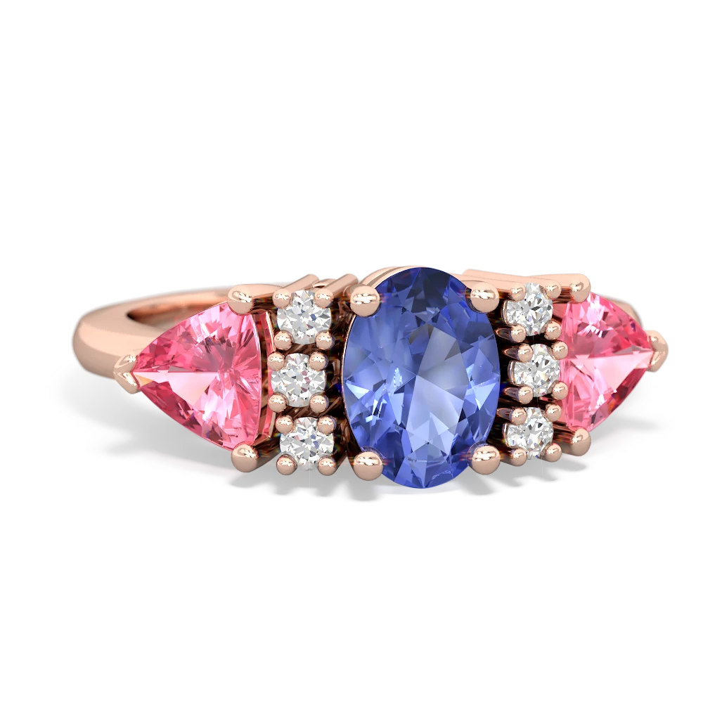 Tanzanite Antique Style Three Stone 14K Rose Gold ring R2186