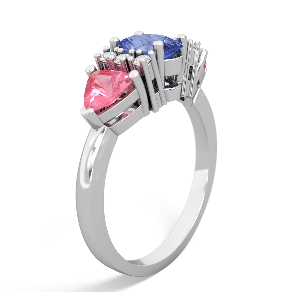 Tanzanite Antique Style Three Stone 14K White Gold ring R2186