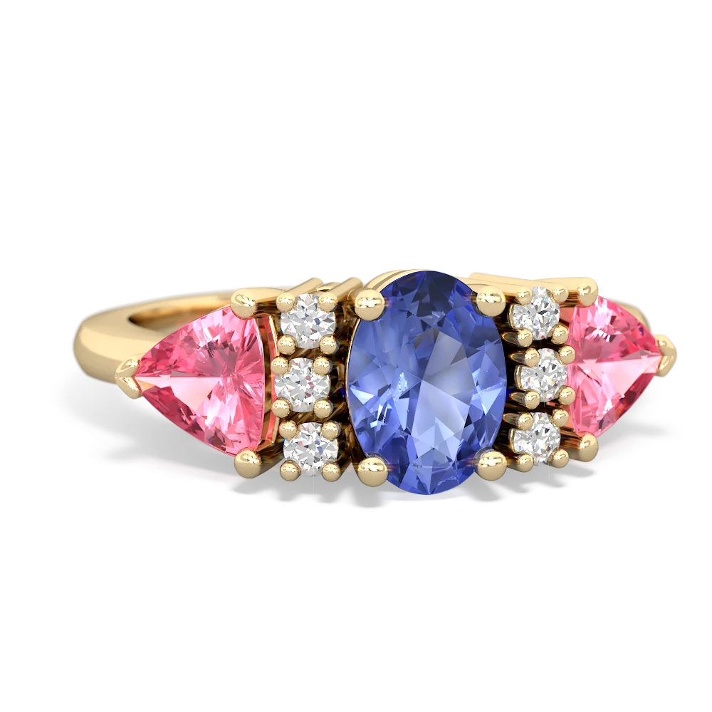 Tanzanite Antique Style Three Stone 14K Yellow Gold ring R2186