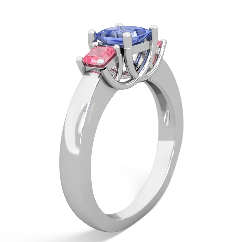 Tanzanite Three Stone Trellis 14K White Gold ring R4015