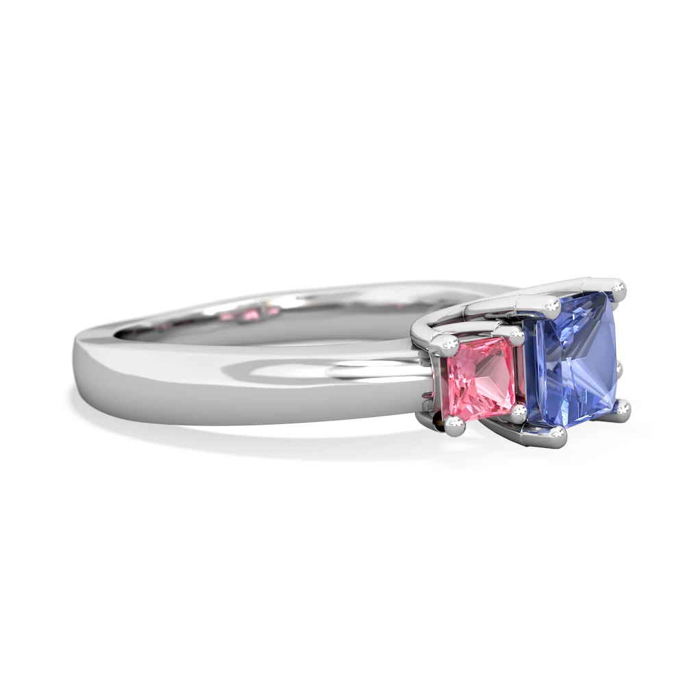 Tanzanite Three Stone Trellis 14K White Gold ring R4015