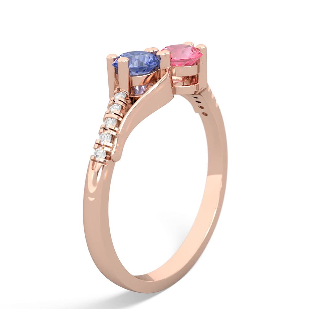 Tanzanite Infinity Pave Two Stone 14K Rose Gold ring R5285