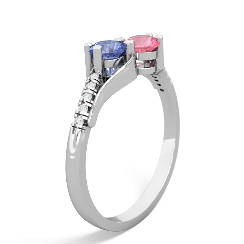 Tanzanite Infinity Pave Two Stone 14K White Gold ring R5285