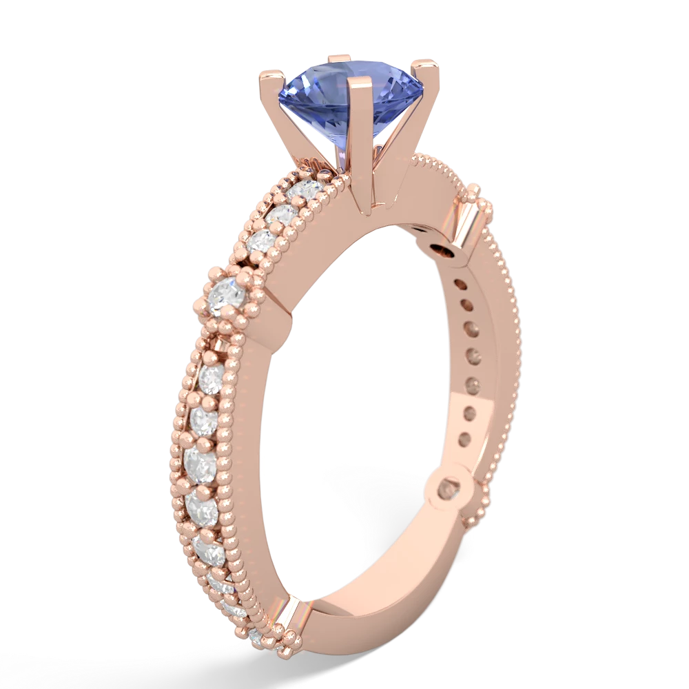 Tanzanite Sparkling Tiara 6Mm Round 14K Rose Gold ring R26296RD