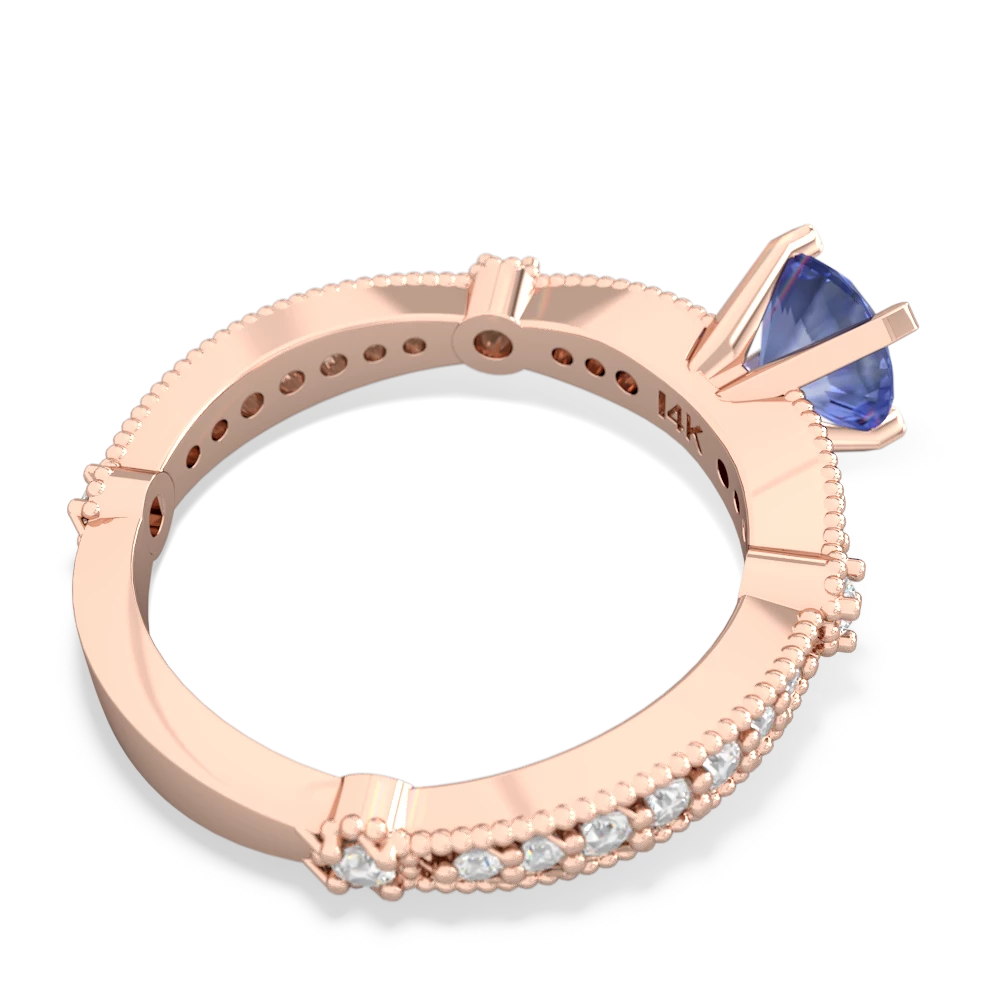 Tanzanite Sparkling Tiara 6Mm Round 14K Rose Gold ring R26296RD