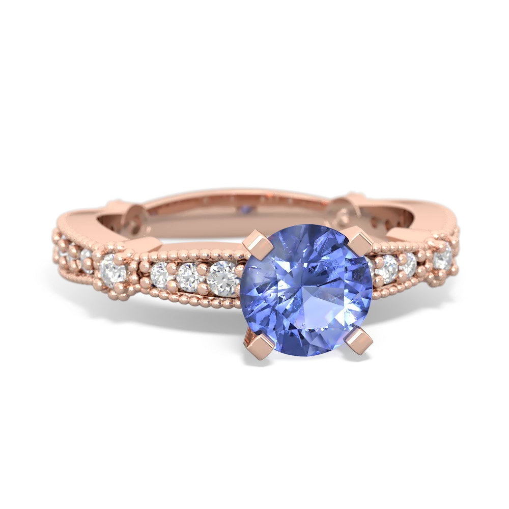 Tanzanite Sparkling Tiara 6Mm Round 14K Rose Gold ring R26296RD