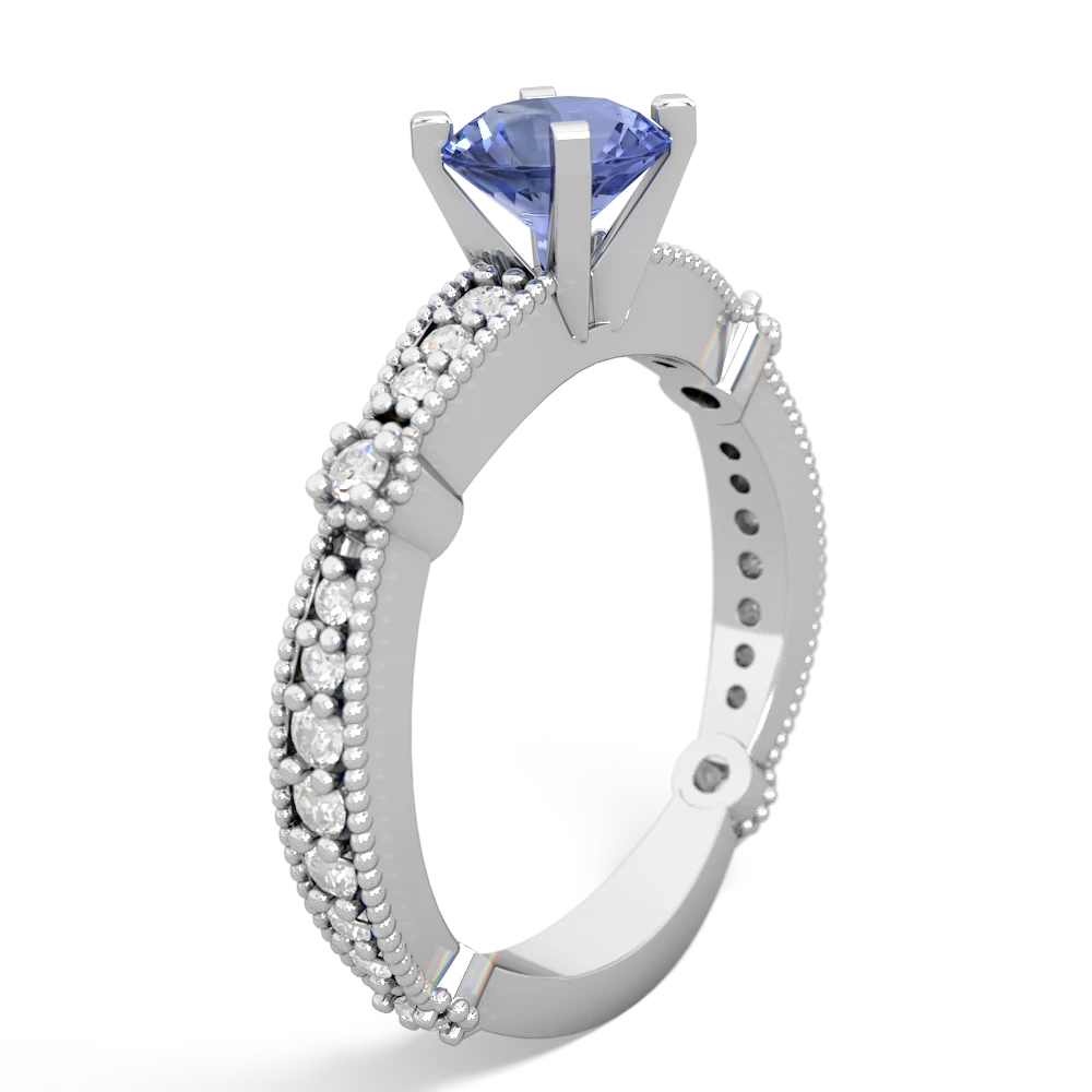 Tanzanite Sparkling Tiara 6Mm Round 14K White Gold ring R26296RD