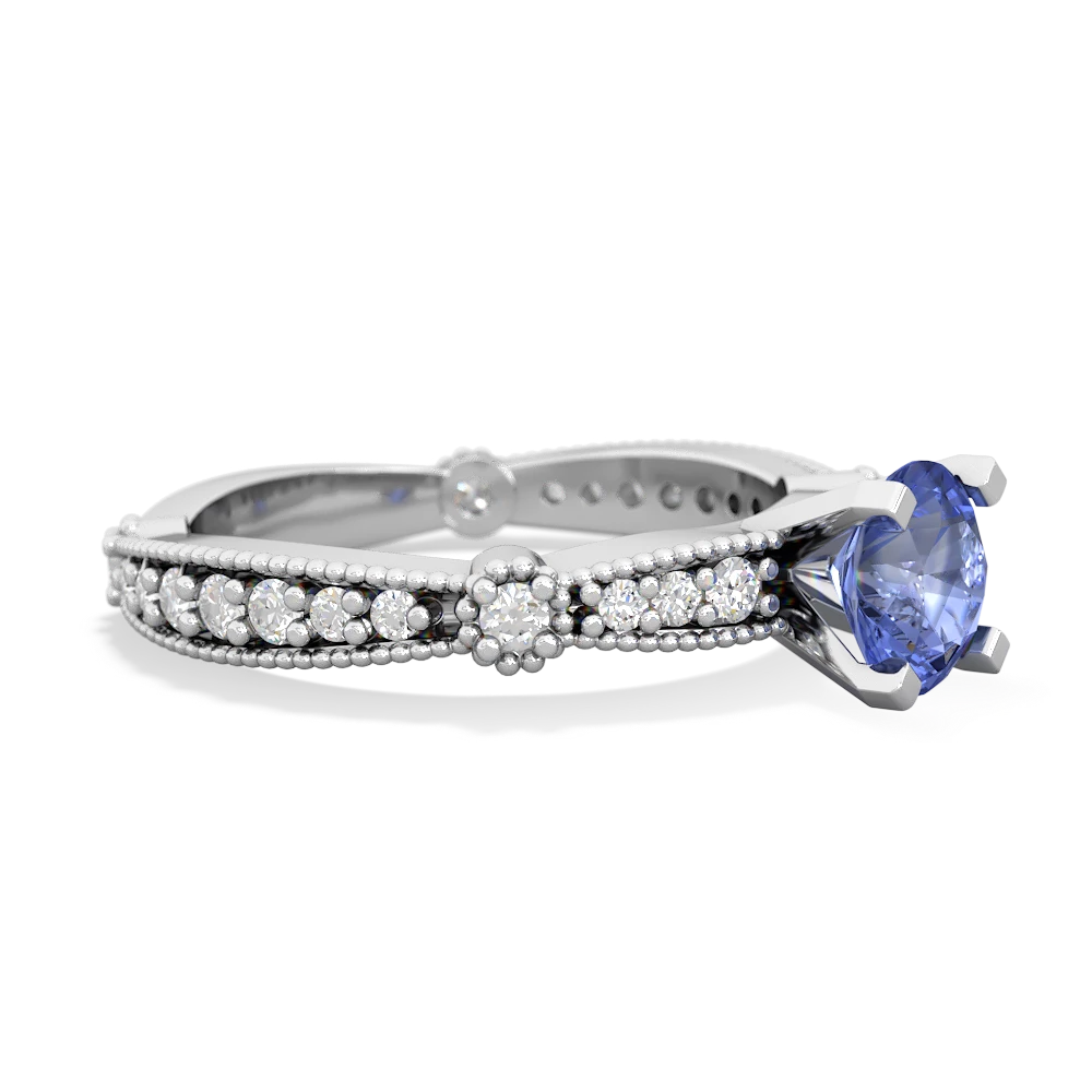 Tanzanite Sparkling Tiara 6Mm Round 14K White Gold ring R26296RD