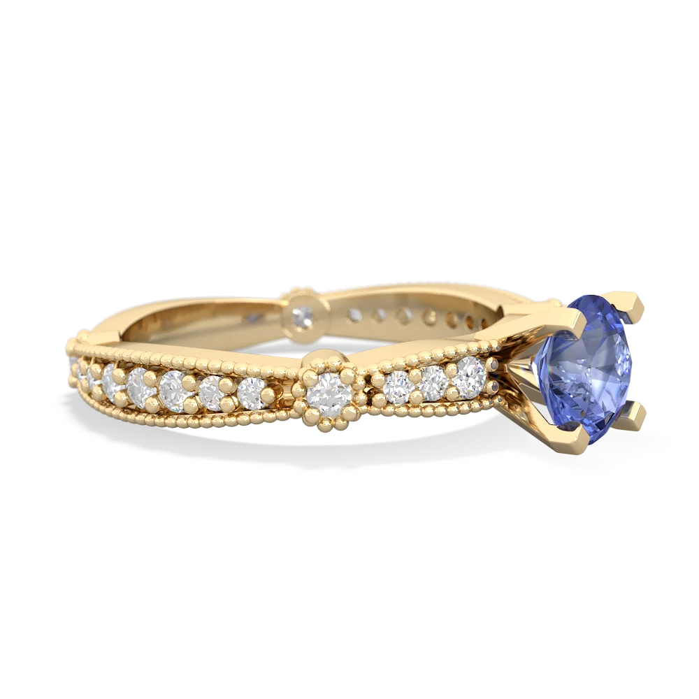 Tanzanite Sparkling Tiara 6Mm Round 14K Yellow Gold ring R26296RD