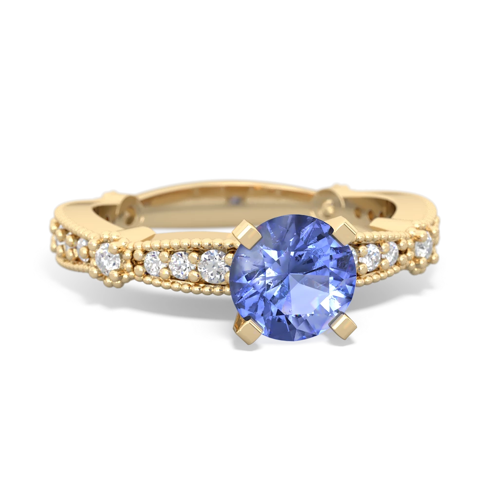 Tanzanite Sparkling Tiara 6Mm Round 14K Yellow Gold ring R26296RD