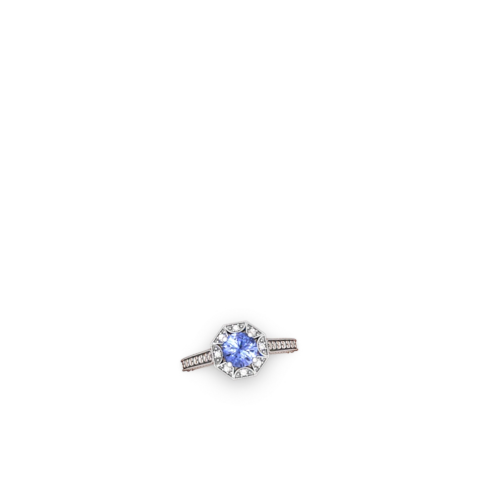 Tanzanite Art-Deco Starburst 14K White Gold ring R5520