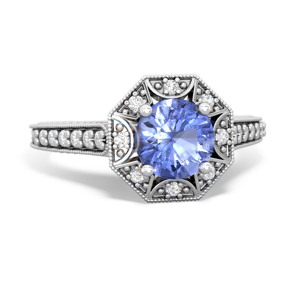 Tanzanite Art-Deco Starburst 14K White Gold ring R5520