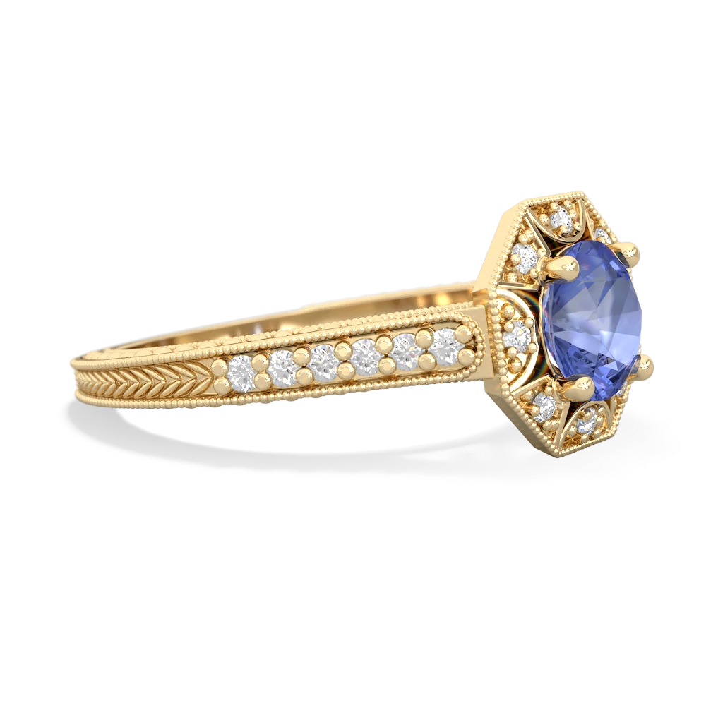 Tanzanite Art-Deco Starburst 14K Yellow Gold ring R5520