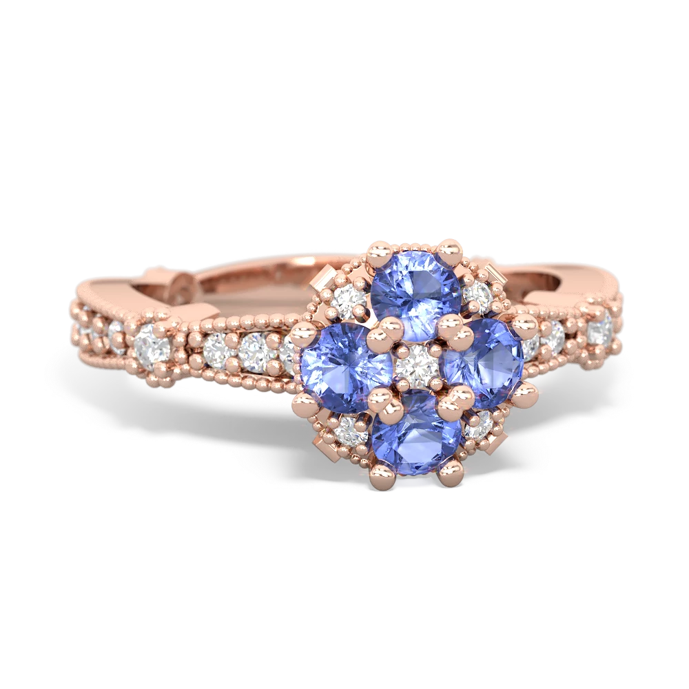 Tanzanite Sparkling Tiara Cluster 14K Rose Gold ring R26293RD