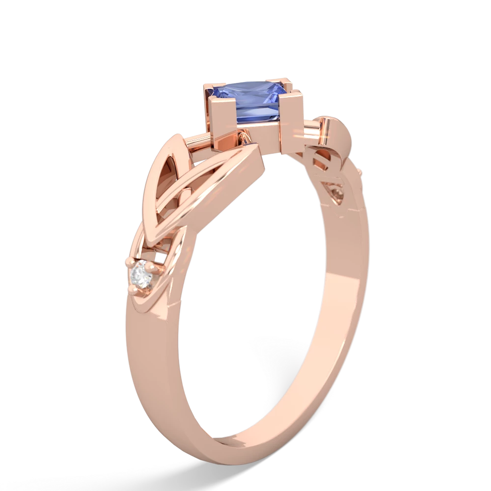 Tanzanite Celtic Knot Princess 14K Rose Gold ring R3349