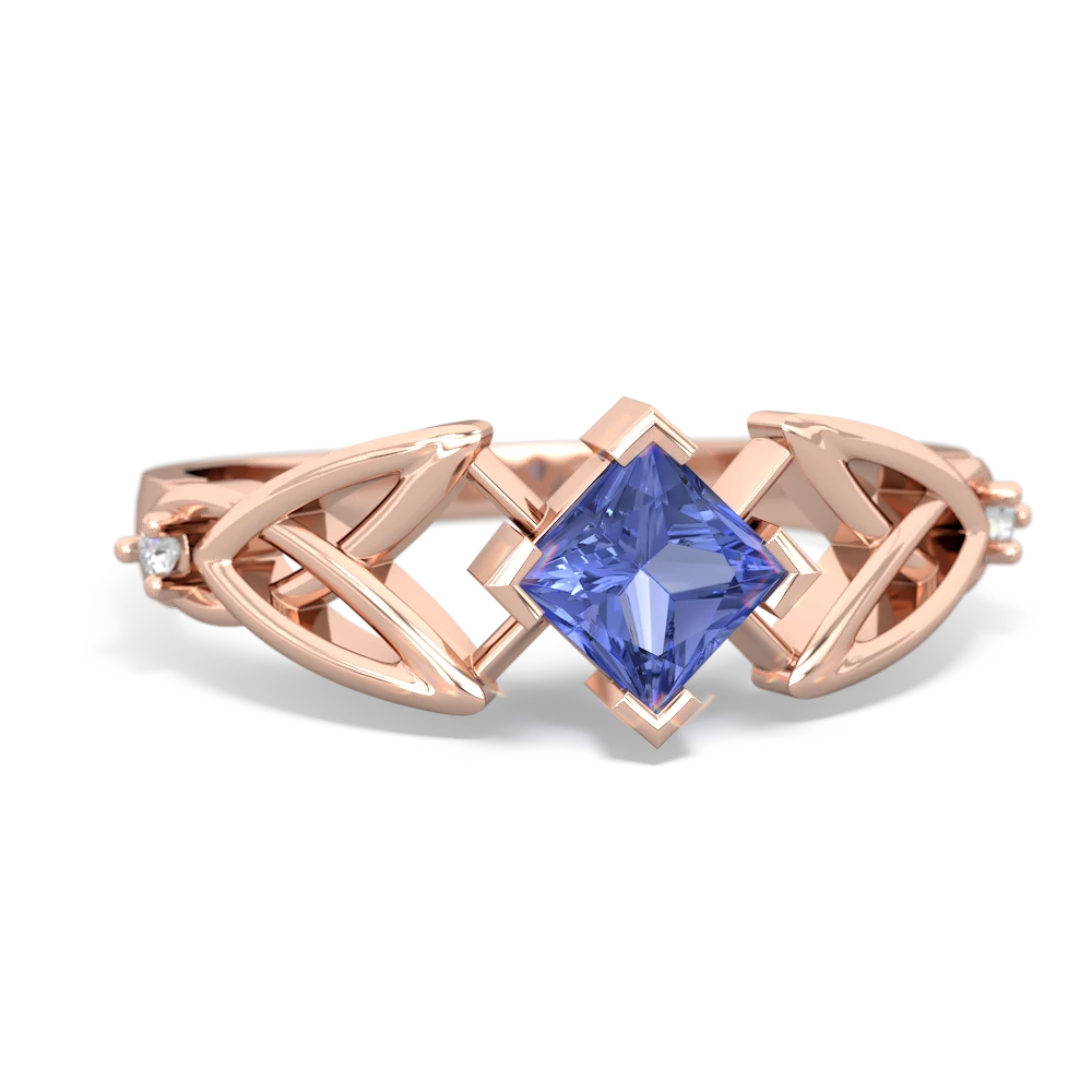 Tanzanite Celtic Knot Princess 14K Rose Gold ring R3349