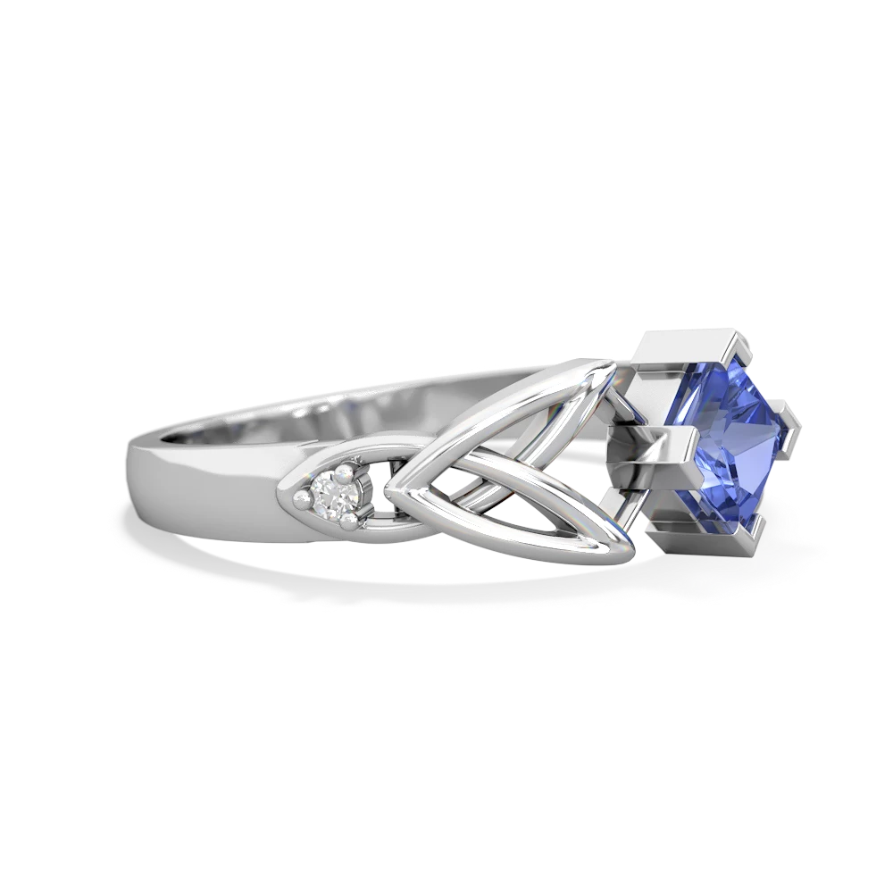 Tanzanite Celtic Knot Princess 14K White Gold ring R3349