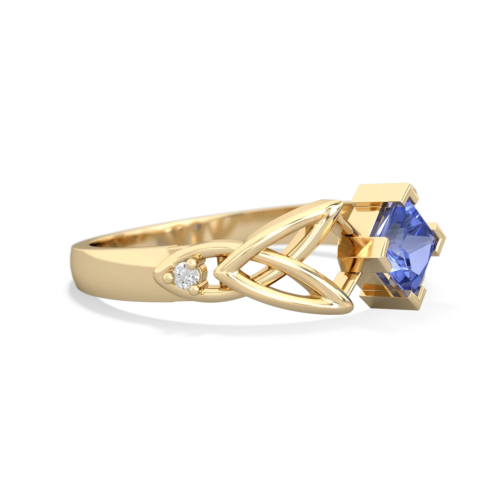 Tanzanite Celtic Knot Princess 14K Yellow Gold ring R3349