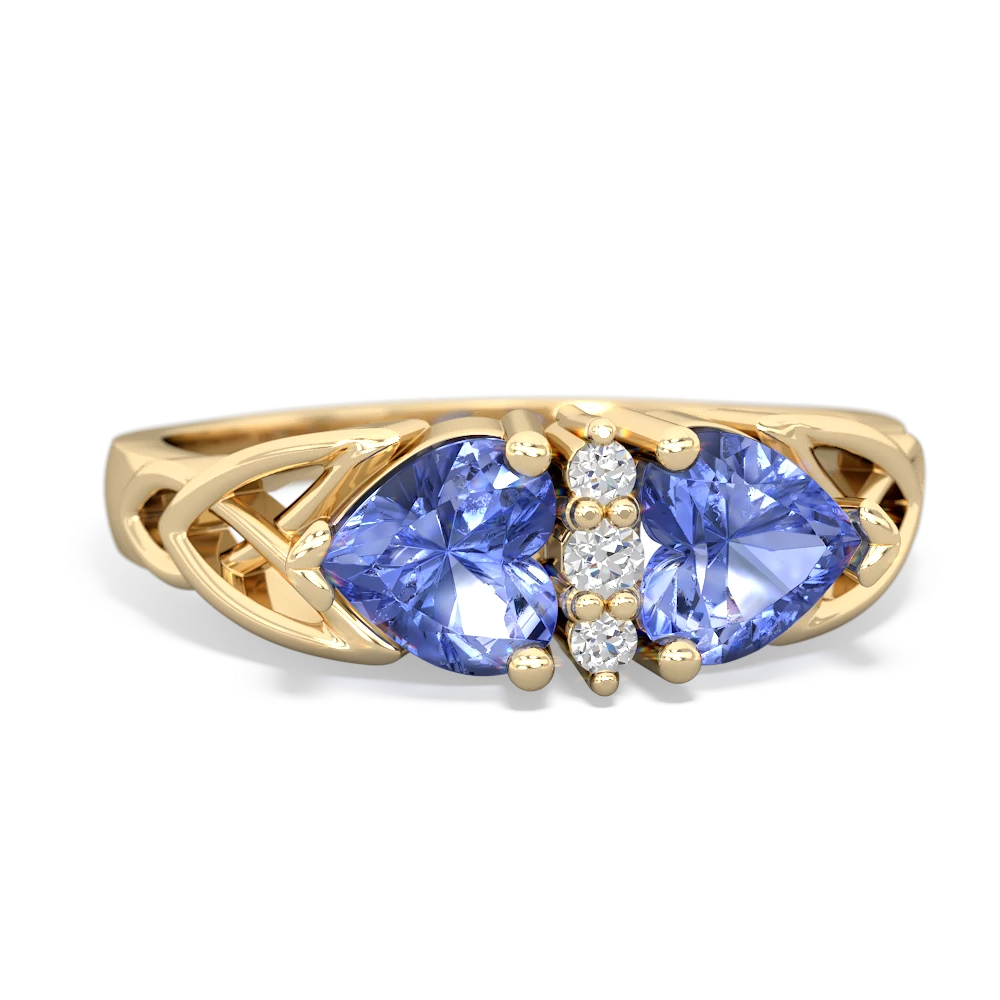 Tanzanite Celtic Knot Double Heart 14K Yellow Gold ring R5040