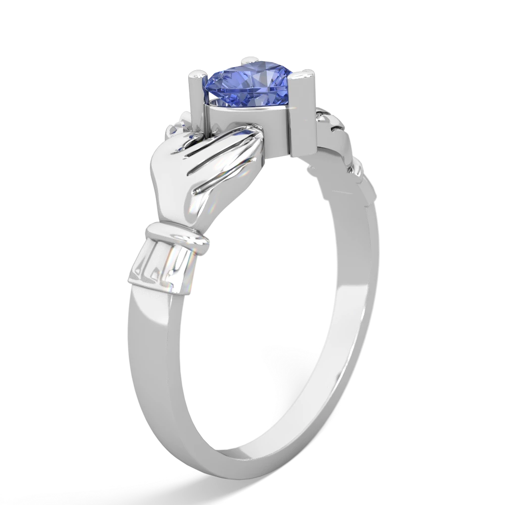 Tanzanite Claddagh 14K White Gold ring R2370