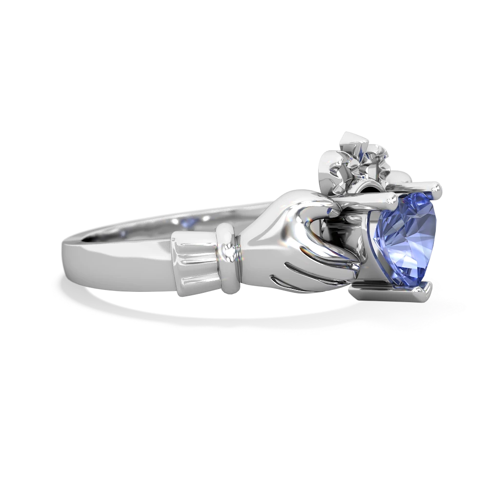 Tanzanite Claddagh 14K White Gold ring R2370