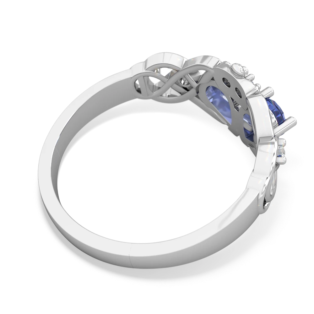 Tanzanite 'One Heart' Celtic Knot Claddagh 14K White Gold ring R5322