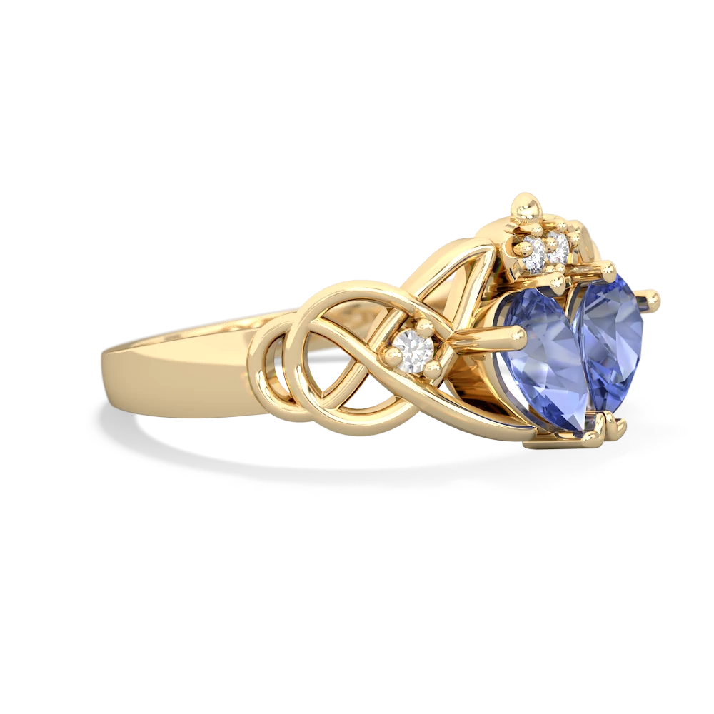 Tanzanite 'One Heart' Celtic Knot Claddagh 14K Yellow Gold ring R5322