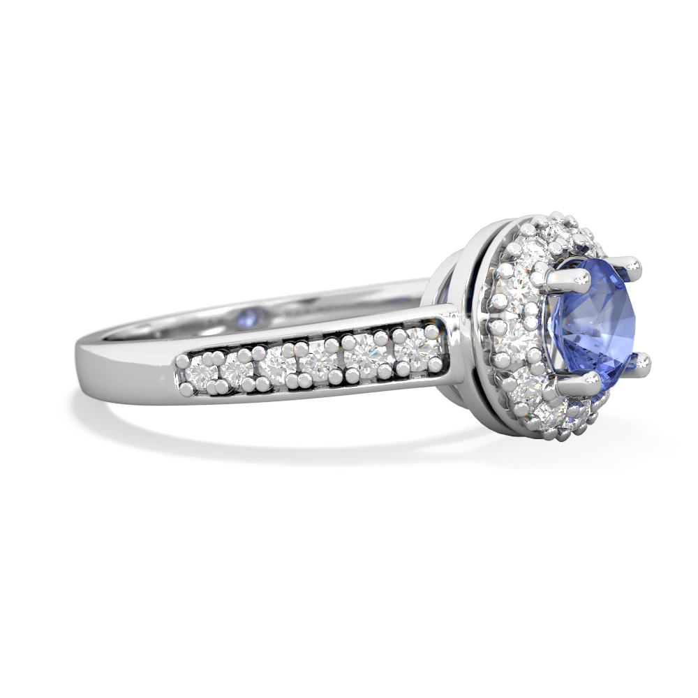 Tanzanite Diamond Halo 14K White Gold ring R5370