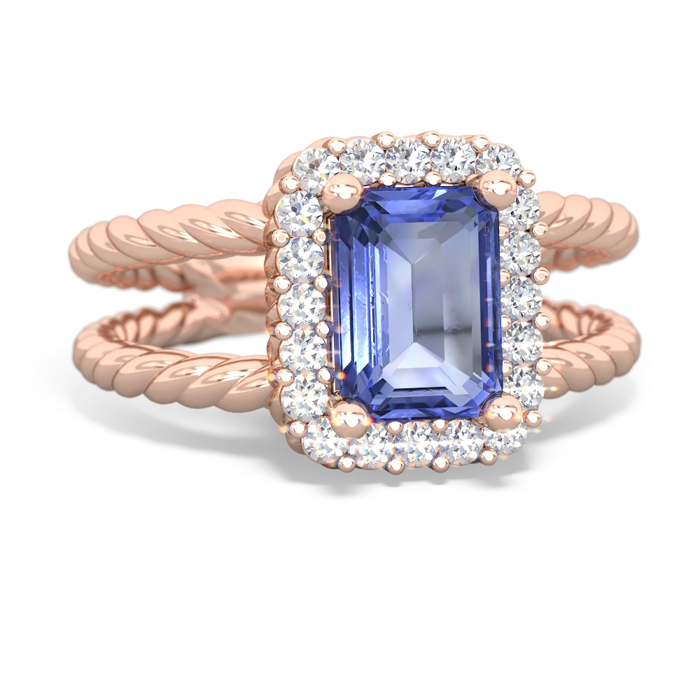 Tanzanite Rope Split Band 14K Rose Gold ring R2628