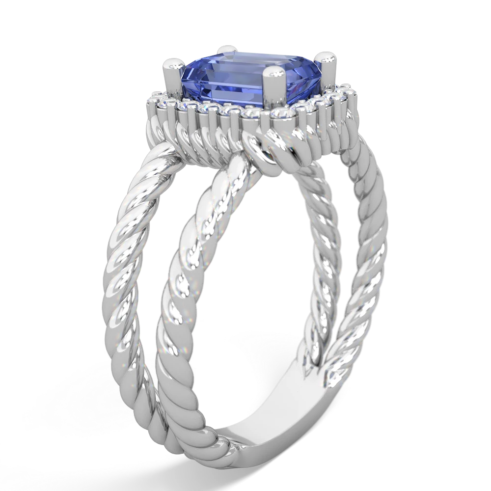 Tanzanite Rope Split Band 14K White Gold ring R2628