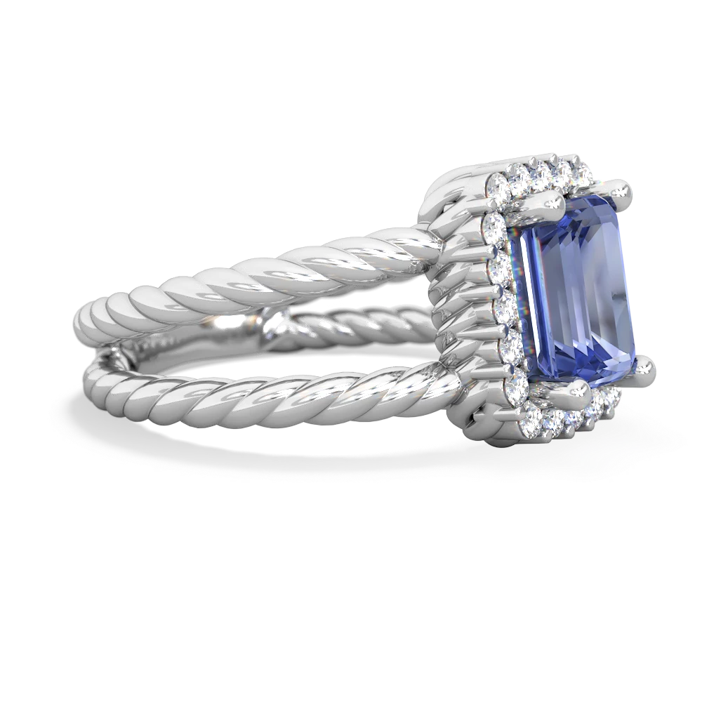 Tanzanite Rope Split Band 14K White Gold ring R2628