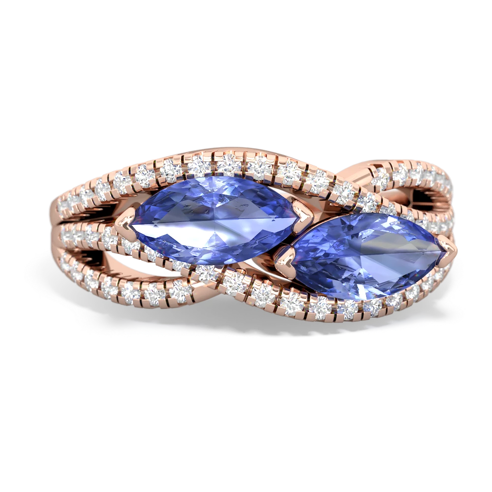 Tanzanite Diamond Rivers 14K Rose Gold ring R3070