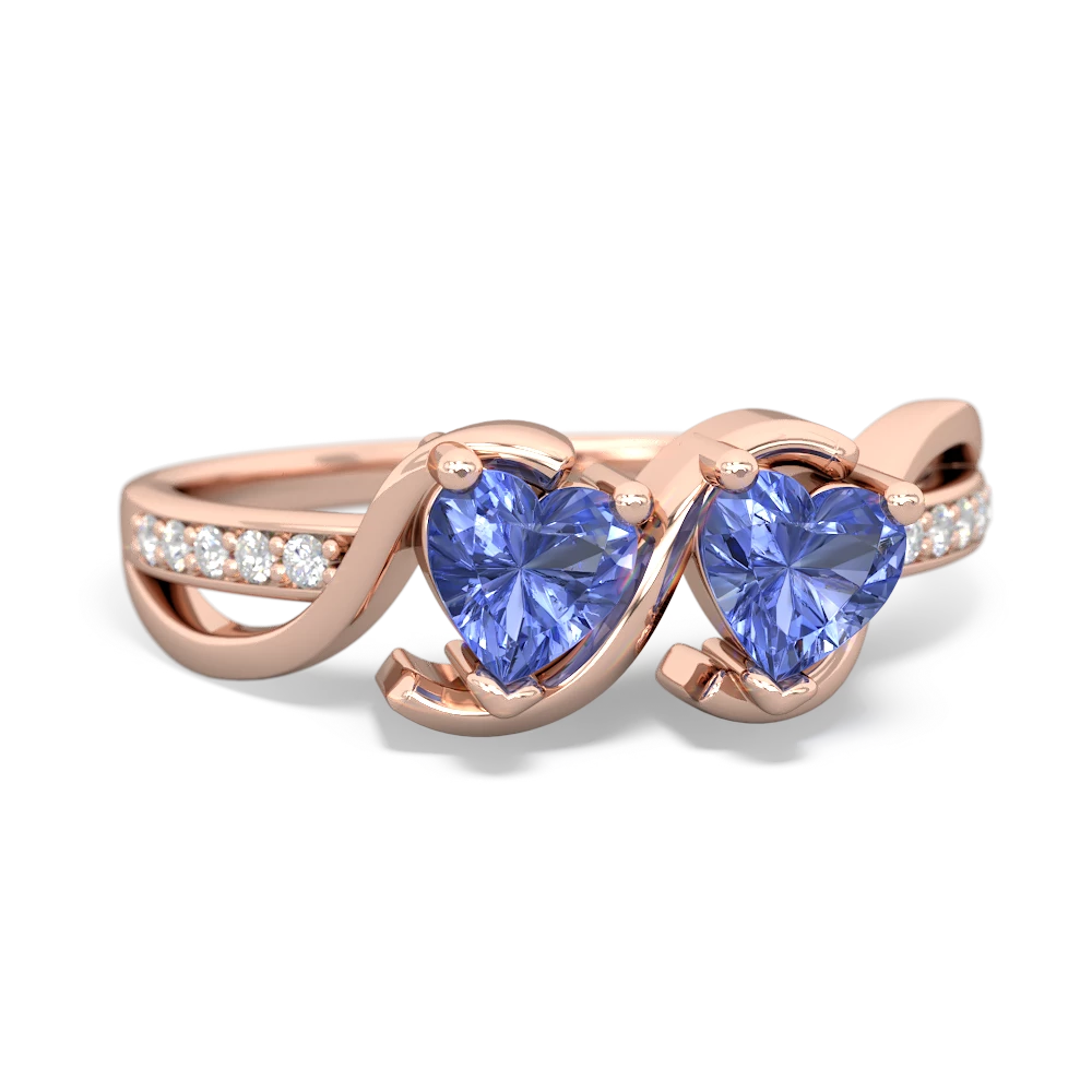 Tanzanite Side By Side 14K Rose Gold ring R3090