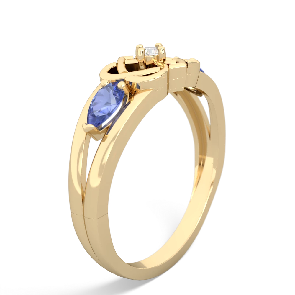 Tanzanite Hearts Intertwined 14K Yellow Gold ring R5880