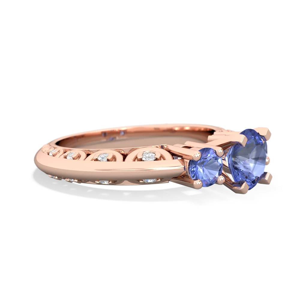 Tanzanite Art Deco Eternal Embrace Engagement 14K Rose Gold ring C2003